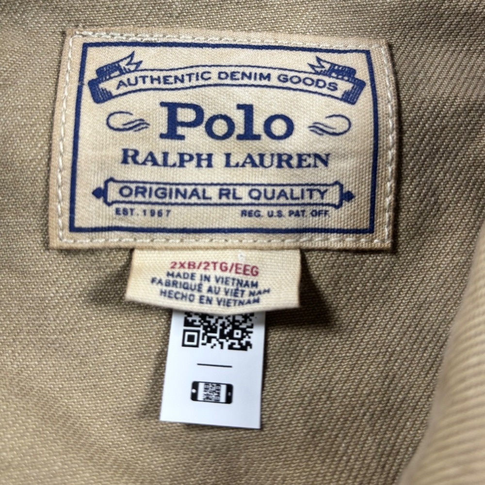 NWT Polo Ralph Lauren Mens Khaki Twill Trucker Jacket 2XB NEW 71190928002 - Picture 5 of 8